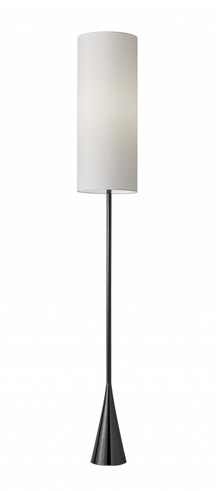 Dramatic Floor Lamp Bell Shaped Base In Nickel Finish Metal - Black