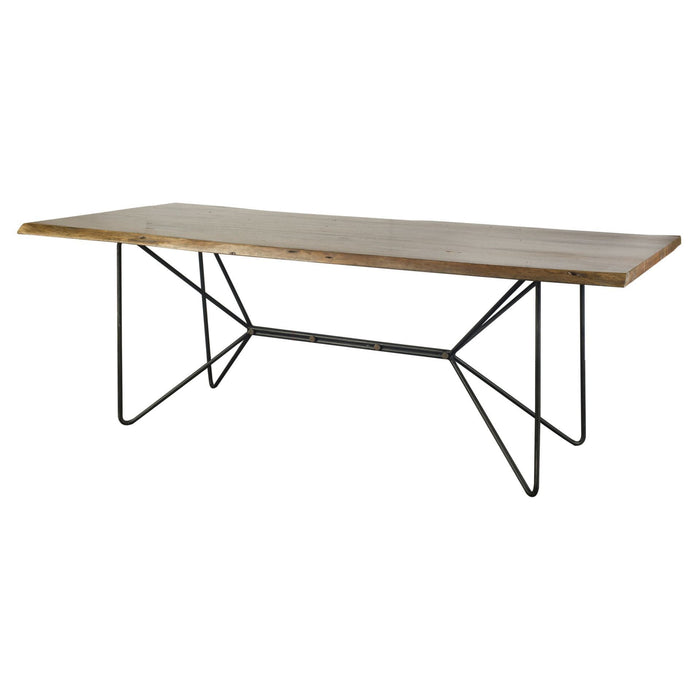 Solid Wood Trestle Base Dining Table - Natural / Black