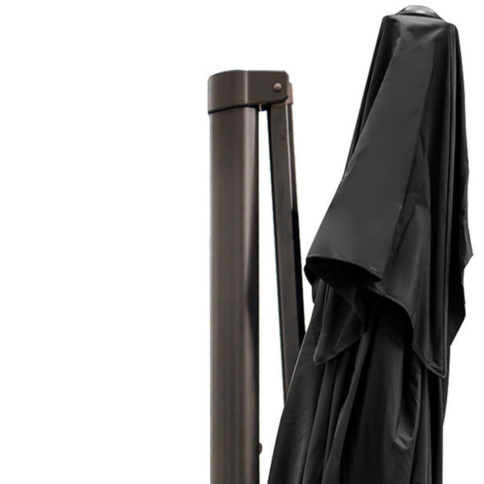 Polyester Rectangular Tilt Cantilever Patio Umbrella With Stand - Black