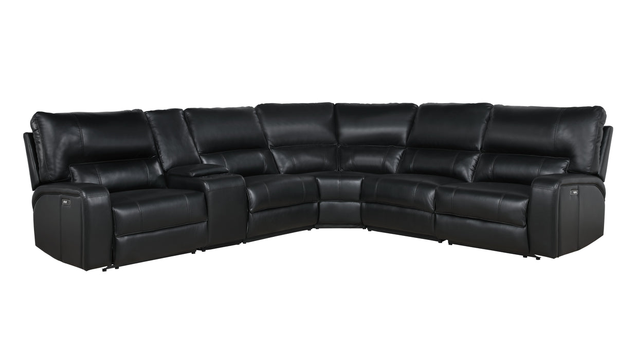 Saul - Power Recliner Sectional Sofa With USB Port Cupholder Console