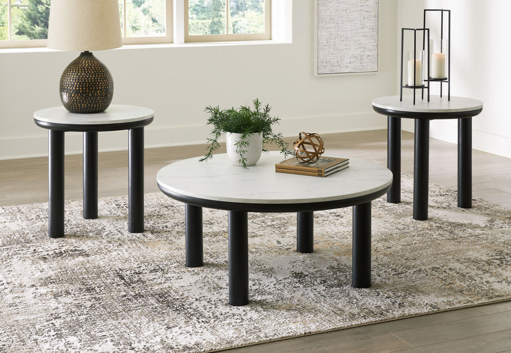 Xandrum - Black / White - Occasional Table Set (Set of 3)