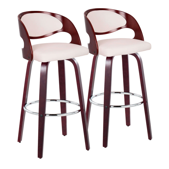 Pino - Mid Century Modern Fixed Height Barstool With Swivel & Round Footrest (Set of 2)