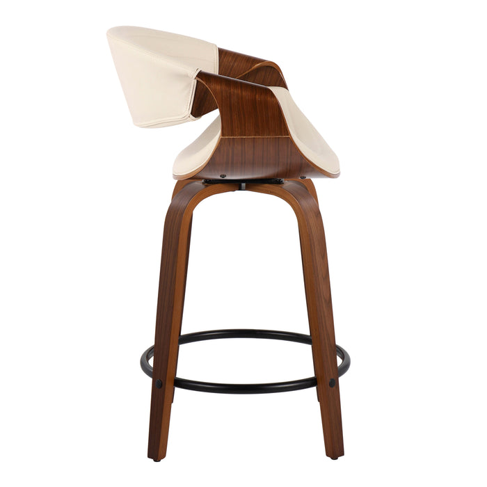 Symphony - Mid Century Modern Fixed Height Counter Stool With Swivel With Round Footrest (Set of 2)