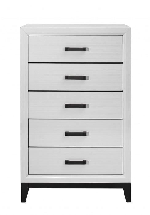 Wood Five Drawer Standard Chest - White