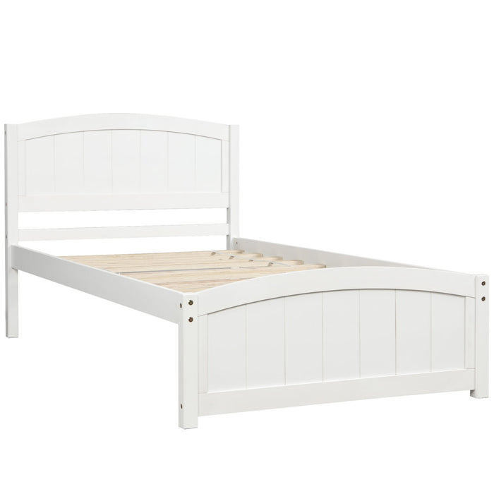 Platform Bed With Headboard, Footboard And Wood Slat Support - Wood