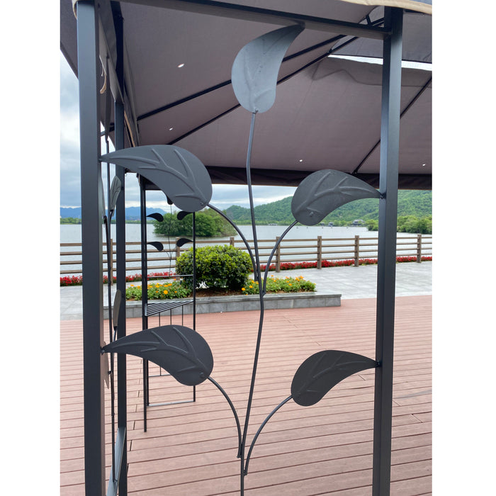 Outdoor Patio Gazebo Canopy Tent With Ventilated Double Roof And Mosquito Net (Detachable Mesh Screen On All Sides), Suitable For Lawn, Garden, Backyard And Deck - Gray