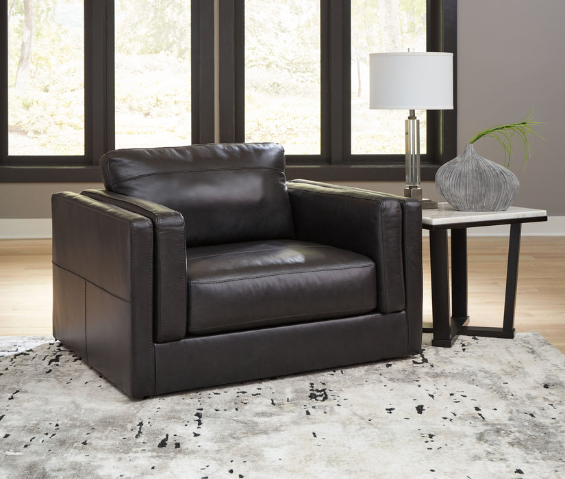 Amiata - Onyx - Chair And A Half - Leather Match