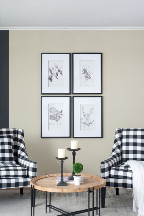 Botanical Wall Art Prints, Home Decor For Living Room, Dining Room, Bedroom, Hallway (Set of 4) - White / Black