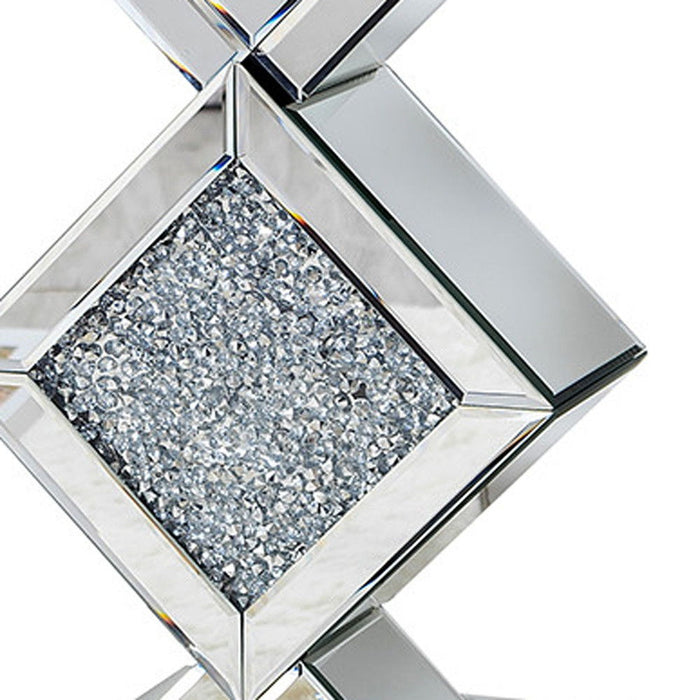 Mirrored Side Table - Diamond Silver