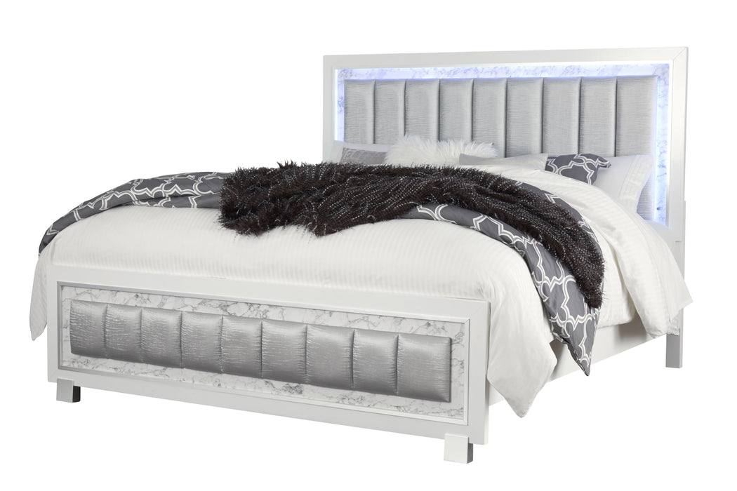 Skye - Marble Full Bed - White