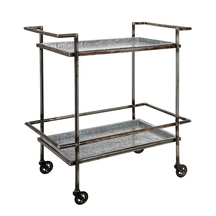 Percy Galvanized Metal Bar Cart - Gray / Black