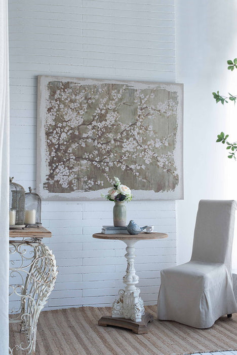 Large Cherry Blossom Canvas Art Print, Home Decor Accent Piece - Gray / White Matte