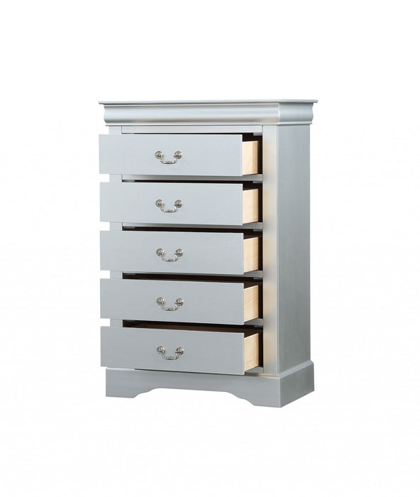 Solid Wood, Five Drawer Lingerie Chest - White