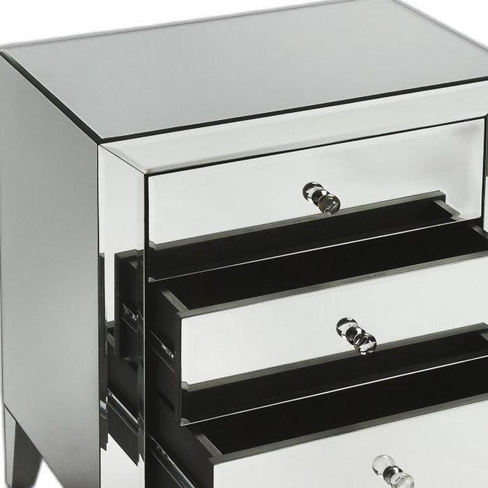 29" Glass Three Drawer Chest - Clear