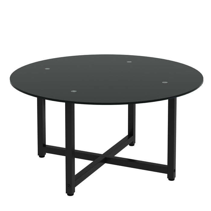 Round Whole Coffee Table, Clear Coffee Table,Modern Side Center Tables For Living Room, Living Room Furniture - Black