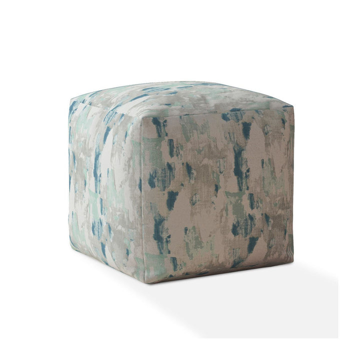 Canvas Abstract Pouf Cover - Blue / Gray