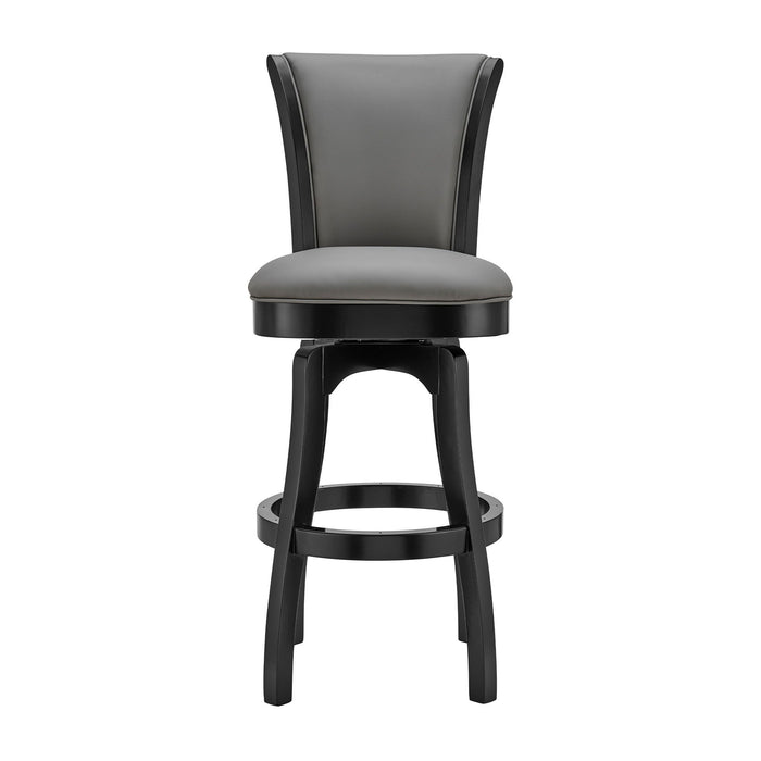 45" Faux Leather Swivel Bar / Height Bar Chair - Gray / Black