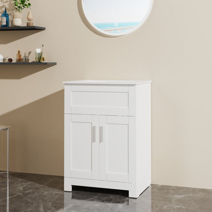 Sink Bathroom Vanity Laundry Cabinet Combo - White