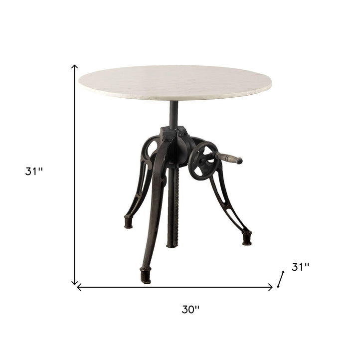 Round Marble Top Dining Table - White / Black