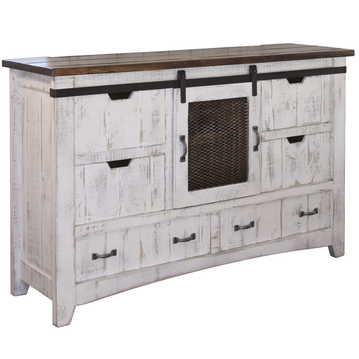 Solid Wood Six Drawer Triple Dresser - Antiqued White