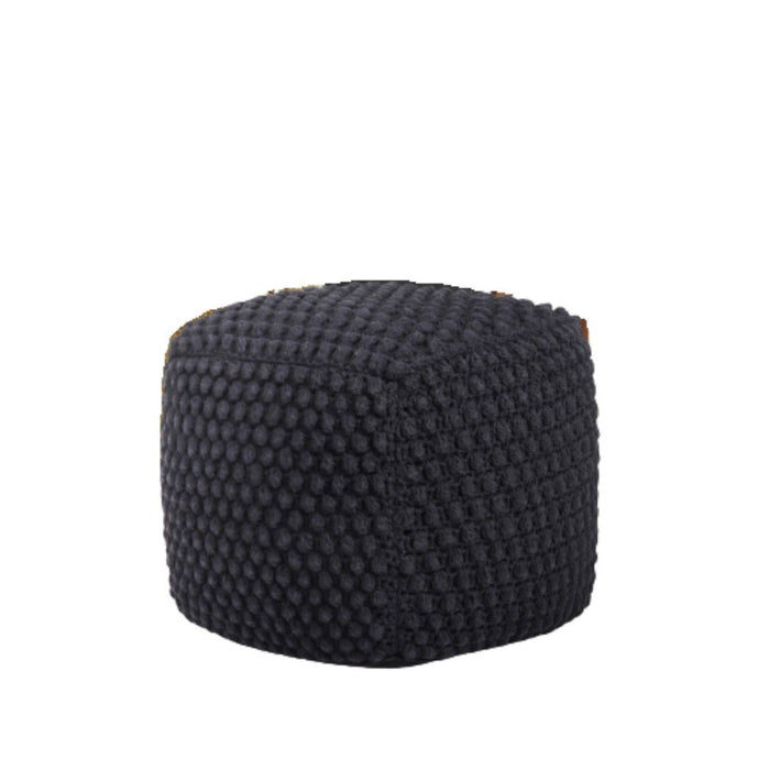 Cotton, Blend Pouf Ottoman - Black