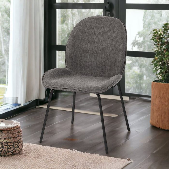 Upholstered Fabric Side Chairs (Set of 2) - Gray / Black