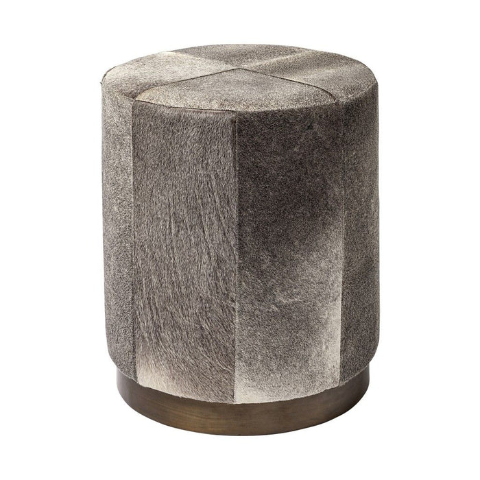 Wool Footstool Ottoman - Gray / Brown