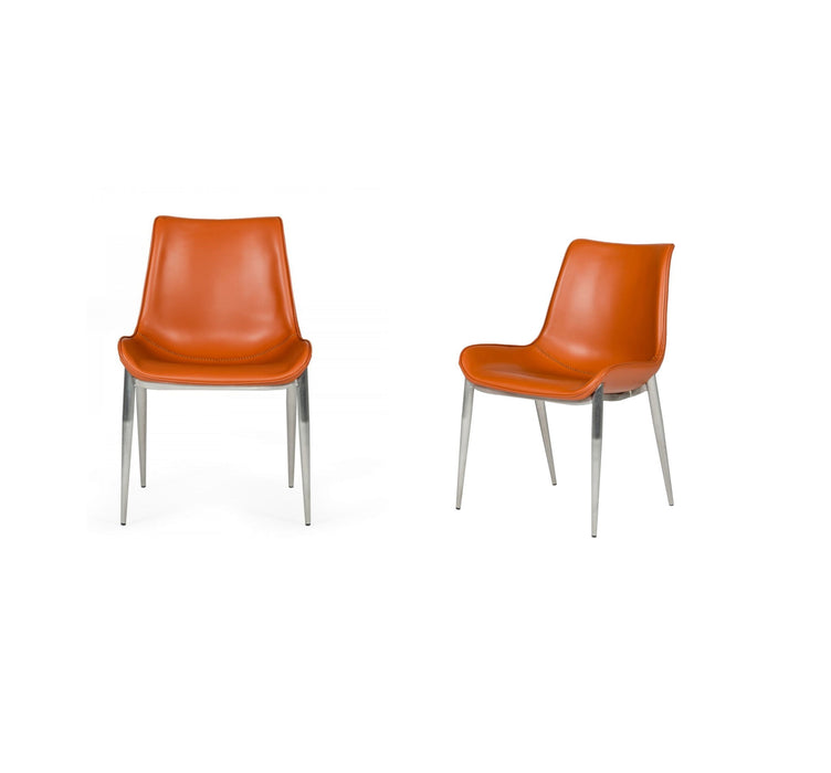 Faux Leather Modern Dining Chairs (Set of 2) - Cognac