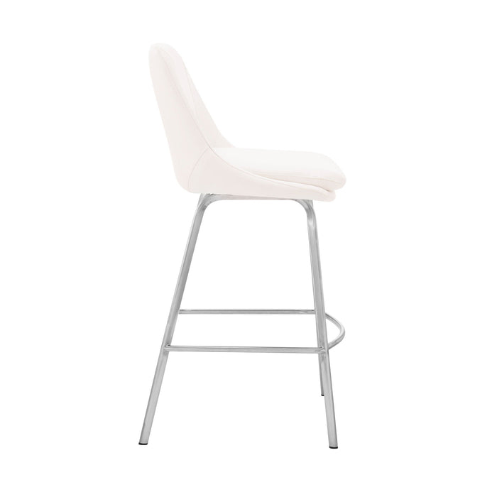 Swivel Low Back Counter Height Bar Chair - White / Silver