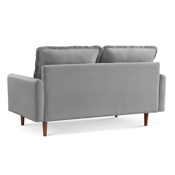 Sofa Velvet With Dark Brown Legs - Gray