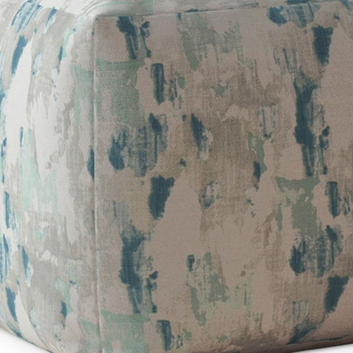 Canvas Abstract Pouf Cover - Blue / Gray