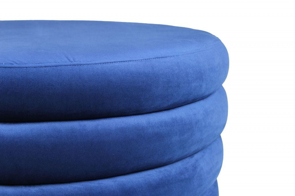 Velvet Tufted Cocktail Ottoman Round - Blue