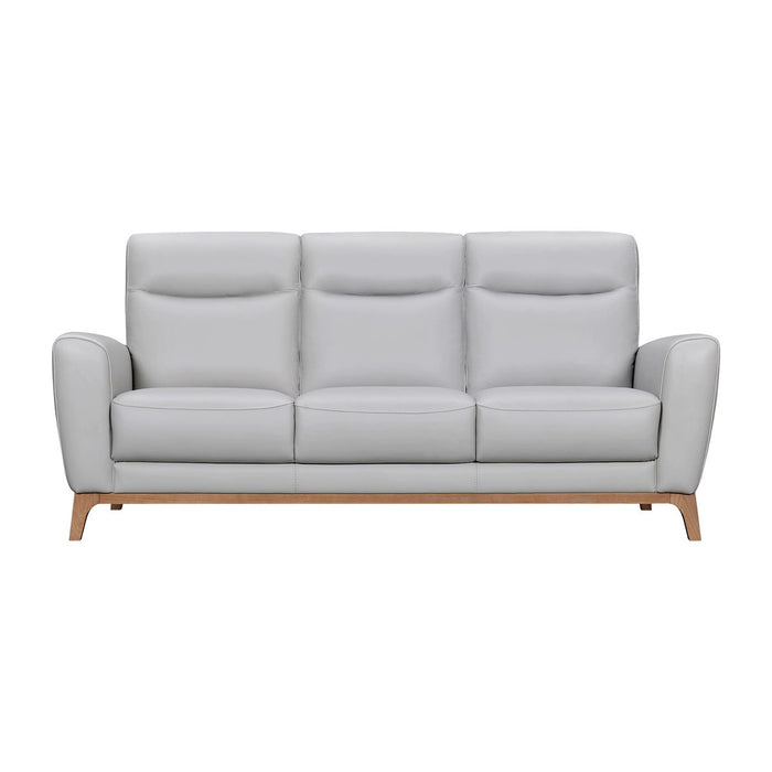 Sofa Leather With Brown Legs - Gray