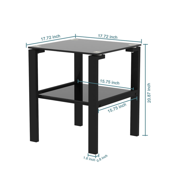 Glass Two Layer Tea Table, Small Round Table, Bedroom Corner Table, Living Room Side Table