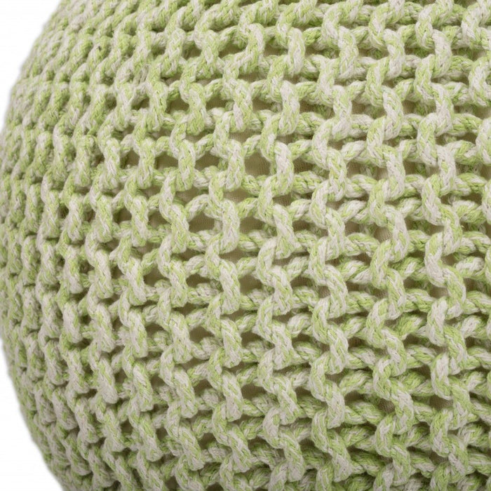 Round Pouf Ottoman - Green