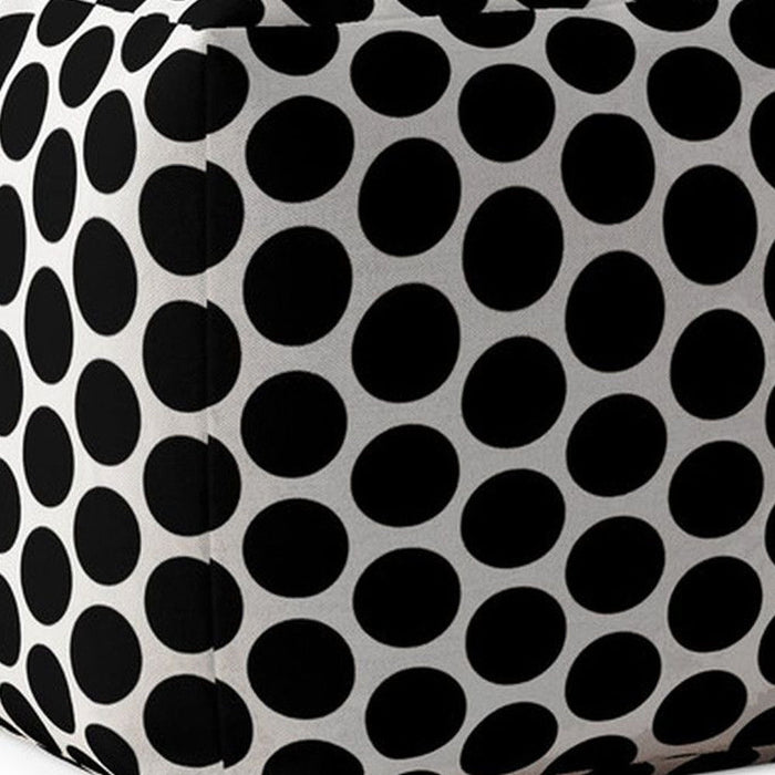 Cotton Polka Dots Pouf Cover - Black