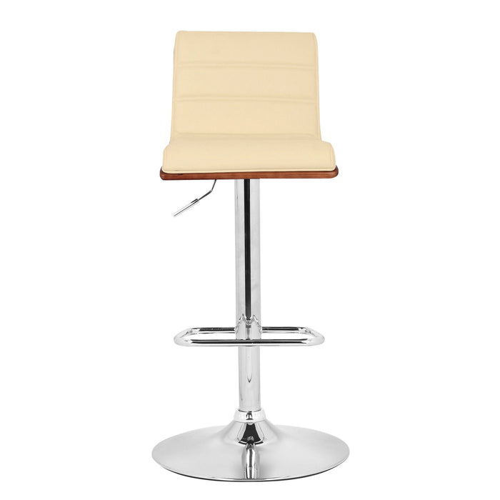 42" Swivel Low Back Adjustable Height Bar Chair - Cream / Silver