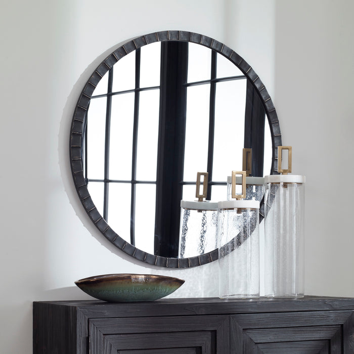 Dandridge - Round Industrial Mirror - Black