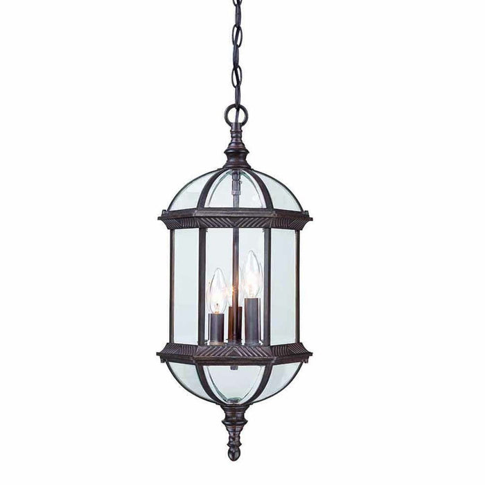 Three Light Eastern Lantern Hanging Light - Dark Brown