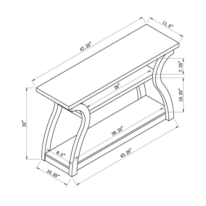 3 Tier Shelf White Oak Entryway Console Table - White Oak