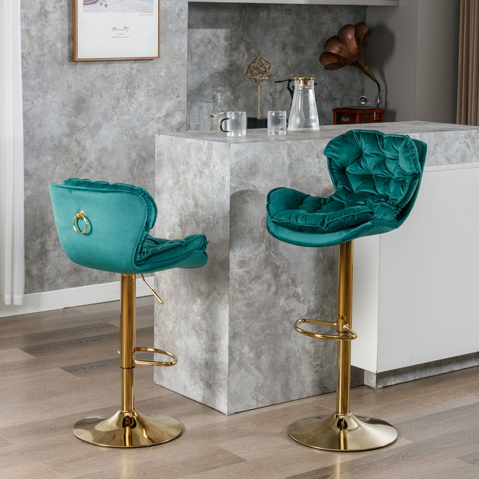 Swivel Bar Stools (Set of 2), Velvet Counter Height Adjustable Barstools, Dining Bar Chairs Upholstered Modern Bar Stool For Kitchen Island, Cafe, Bar Counter, Dining Room