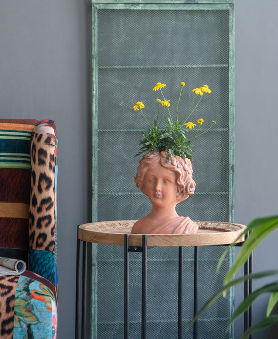 Head Bust Planter, Greek Style Cement Head Planter, Indoor Outdoor Home Garden Decor - Brown