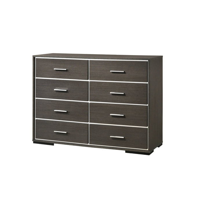 Solid Wooden Eight Drawer Double Dresser - Gray