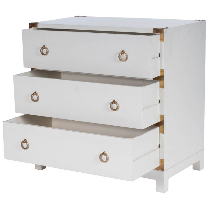 Solid Wood Three Drawer Dresser - White