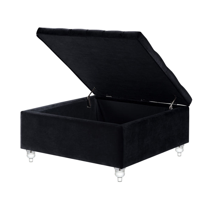 Velvet Tufted Storage - Black / Clear