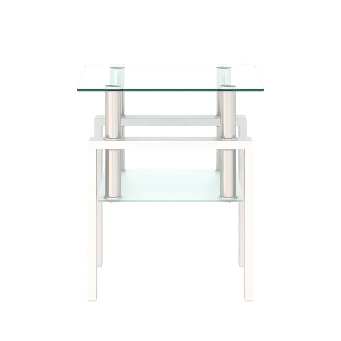 Modern Tempered Glass Tea Table, End Square Table For Living Room