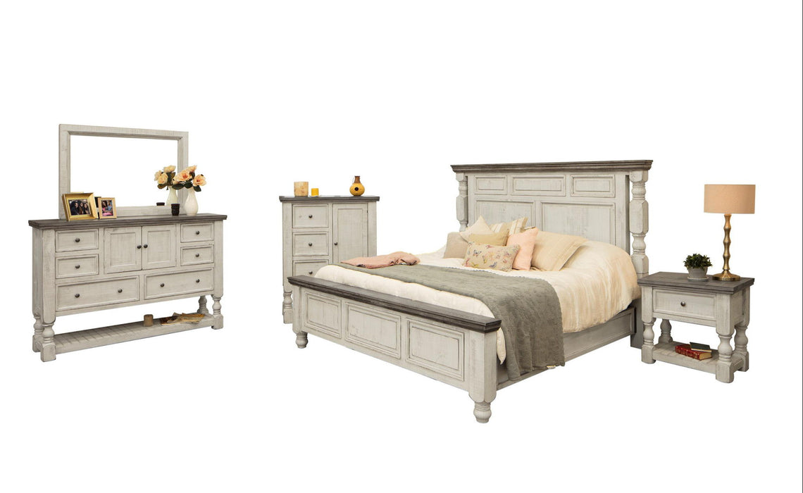 Solid Wood Three Drawer Chest - Gray / Ivory