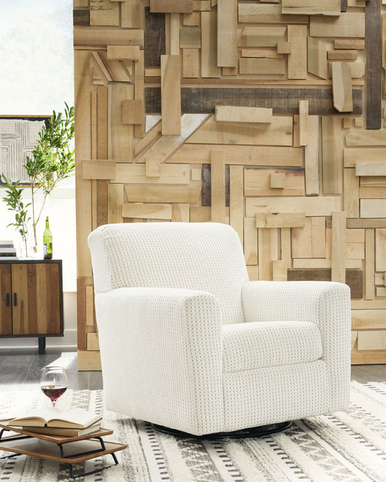 Herstow - Ivory - Swivel Glider Accent Chair - Fabric