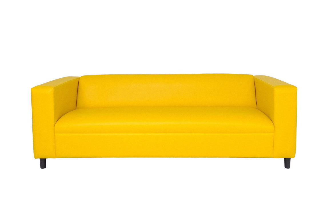 Faux Leather Sofa With Black Legs - Yellow