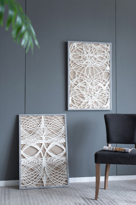 Leaf Shadow Box Wall Decor (Set of 2) - White / Gray